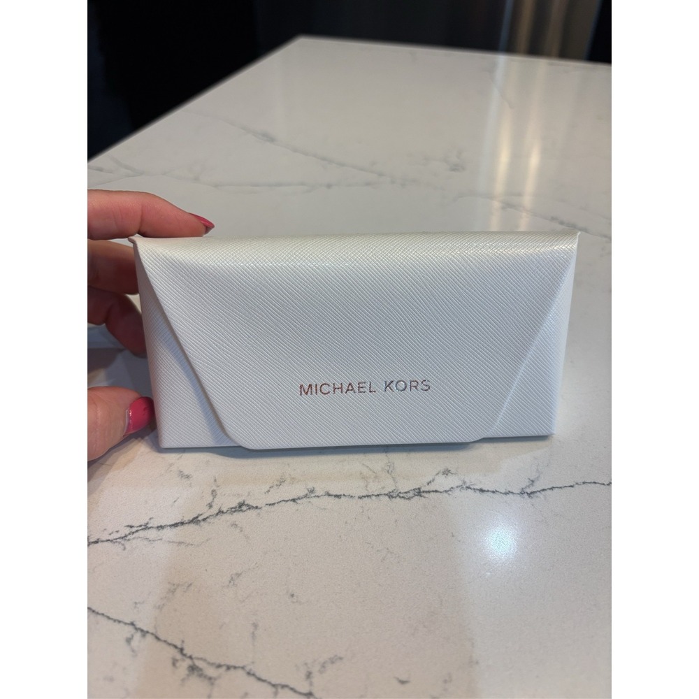 Michael Kors White Saffiano Hard Shell Eyeglass Sunglasses Case